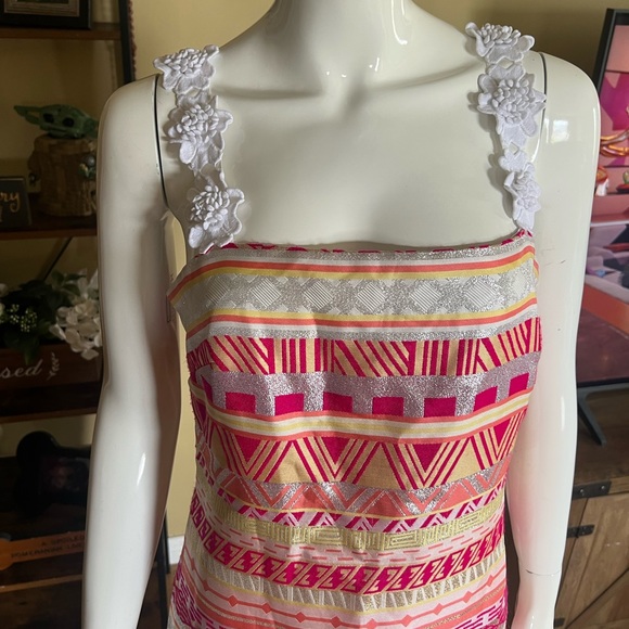 Laundry Women’s Pink & White Printed Mini Dress SZ 4💕✨ - Picture 3 of 15